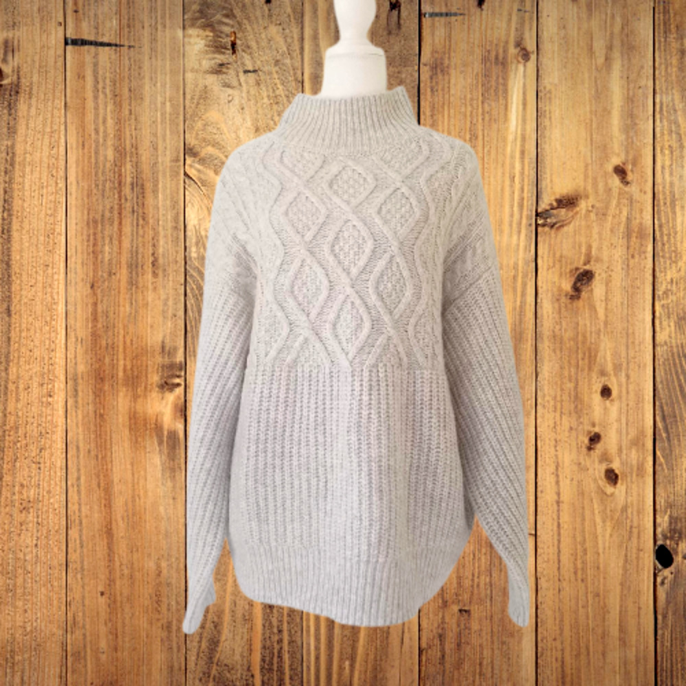 A New Day - Mock Neck Chunky Cable-knit sweater Color Grey - Size M